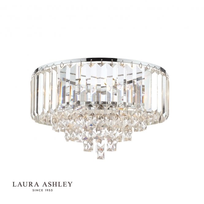 Vienna 3 Light Flush Ceiling Light Crystal & Polished Chrome