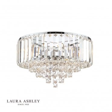 Vienna 3 Light Flush Ceiling Light Crystal & Polished Chrome