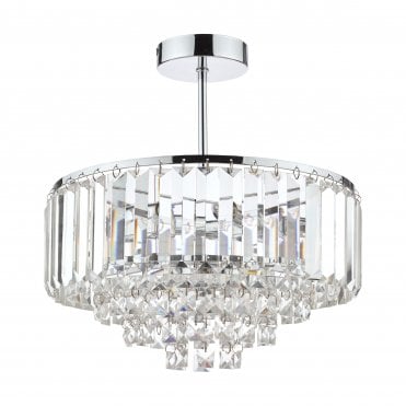 Vienna 3 Light Semi-Flush Ceiling Light Crystal & Polished Chrome
