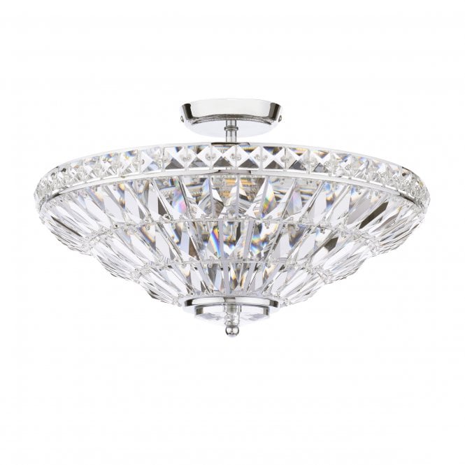 Vienna 3 Light Semi-Flush Polished Chrome & Crystal