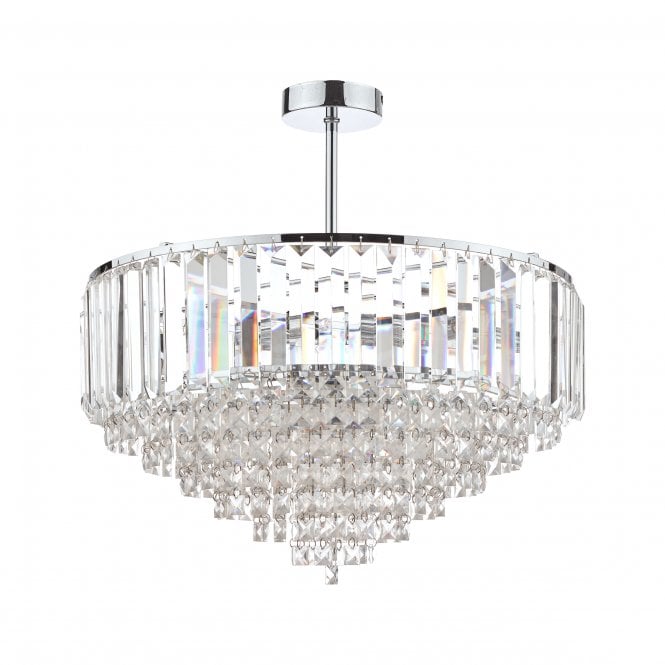 Vienna 5 Light Semi-Flush Ceiling Light Crystal & Polished Chrome
