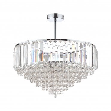 Vienna 5 Light Semi-Flush Ceiling Light Crystal & Polished Chrome