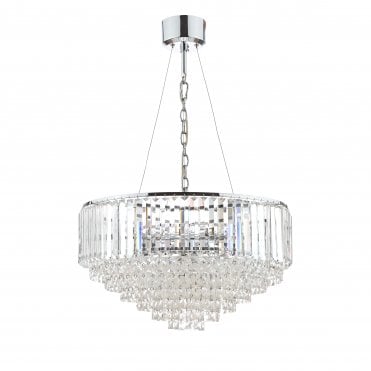 Vienna 9 Light Ceiling Pendant Crystal & Polished Chrome