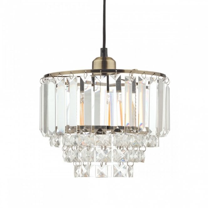 Vienna Easy Fit Shade Antique Brass & Crystal