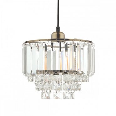 Easy Fit Shade in Antique Brass & Glass