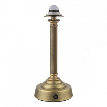 Virgil rechargeable table lamp in matt antique brass with touch dimmer – base only by The Lighting Book