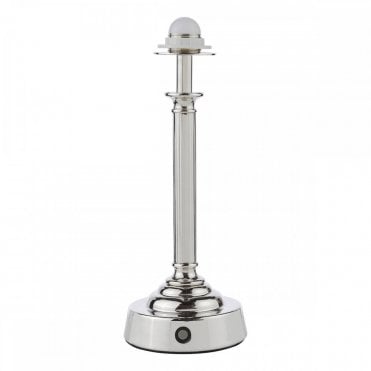 Virgil rechargeable table lamp in polished nickel with touch dimmer – base only by The Lighting Book