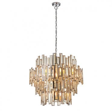 VIVIANA 15 Light Large Chrome and Crystal Ceiling Pendant