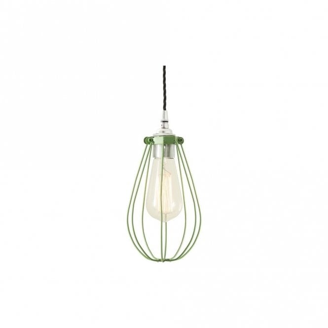 VOX - Vintage Cage Ceiling Pendant Light In Matte Powder Coated Sage Green