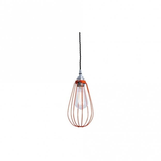 VOX - Vintage Cage Ceiling Pendant Light In Powder Coated Orange