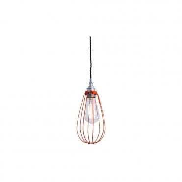 VOX - Vintage Cage Ceiling Pendant Light In Powder Coated Orange