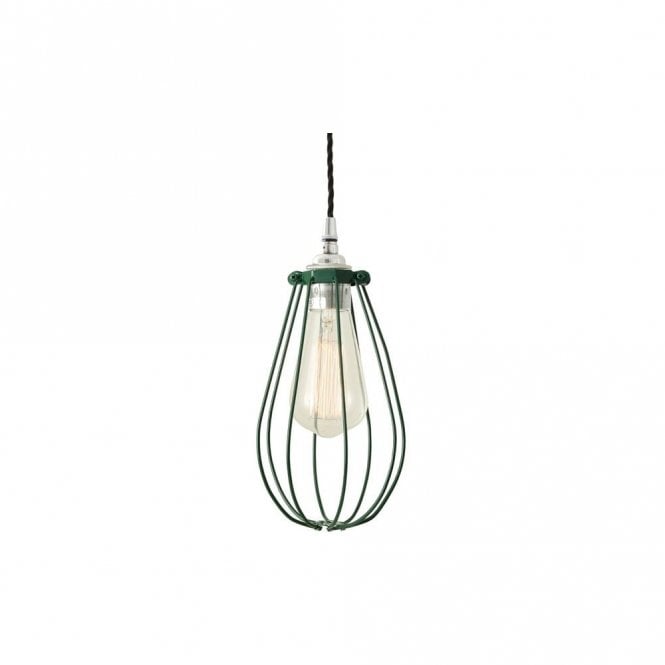 VOX - Vintage Cage Ceiling Pendant Light In Powder Coated Racing Green