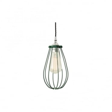 VOX - Vintage Cage Ceiling Pendant Light In Powder Coated Racing Green