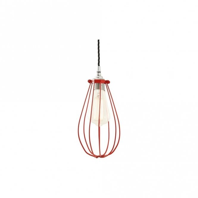 VOX - Vintage Cage Ceiling Pendant Light In Powder Coated Red