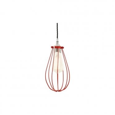 VOX - Vintage Cage Ceiling Pendant Light In Powder Coated Red