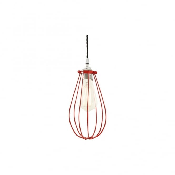 VOX - Vintage Cage Ceiling Pendant Light In Powder Coated Red