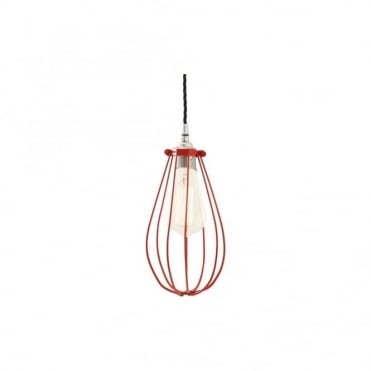 VOX - Vintage Cage Ceiling Pendant Light In Powder Coated Red