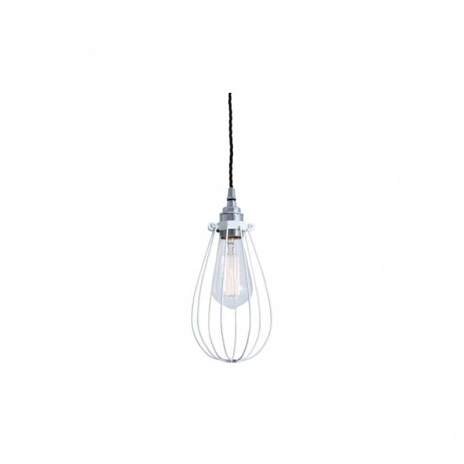 VOX - Vintage Cage Ceiling Pendant Light In Powder Coated White