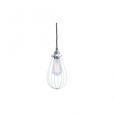 VOX - Vintage Cage Ceiling Pendant Light In Powder Coated White
