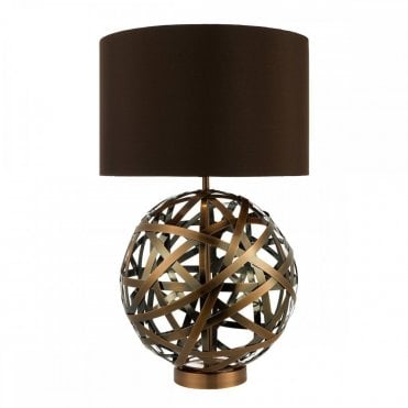 VOYAGE - Table Lamp Antique Copper Ball Complete With Shade