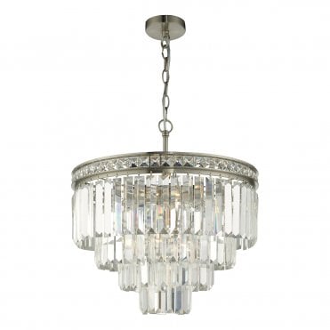4 Light 4 Tier Ceiling Pendant Satin Nickel And Crystal