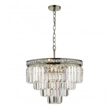 four light antique brass chandelier 
