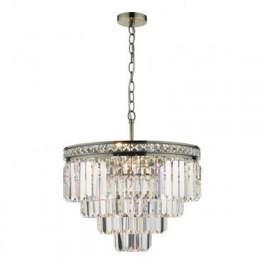 Vyana Pendant Antique Brass Crystal Chandelier