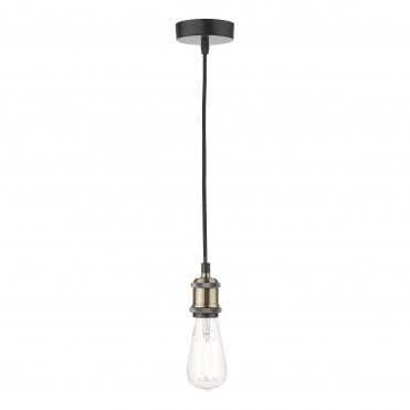 single ceiling suspension in antique brass and matte black