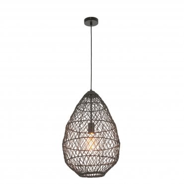black rattan open weave ceiling pendant