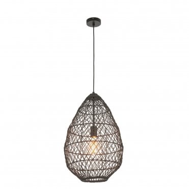 WEAVE Black Rattan Ceiling Pendant