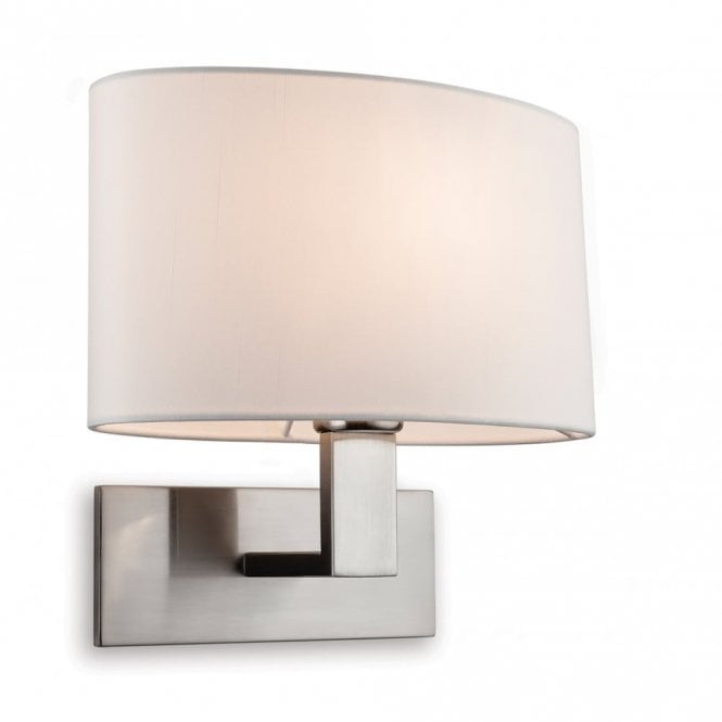 WEBSTER Single Wall Light, Brushed Steel with Cream Shade