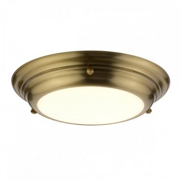 WELLAND Mini LED Flush Bathroom Ceiling Light Aged Brass