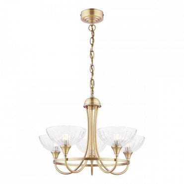 antique brass 5 arm ceiling pendant light with glass shades