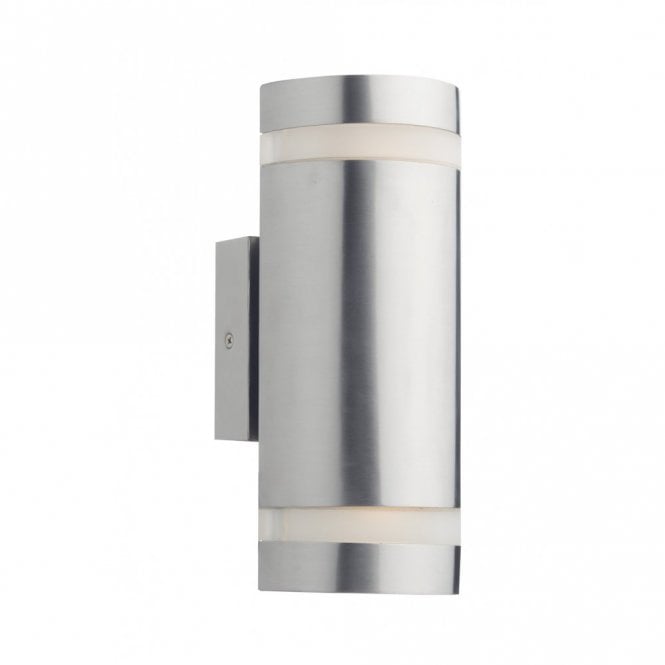 WESSEX - Exterior LED Stainless Steel Cylinder 2 Light LED Ourdoor Wall Light