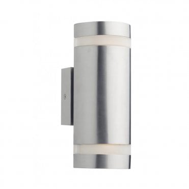 WESSEX - Exterior LED Stainless Steel Cylinder 2 Light LED Ourdoor Wall Light