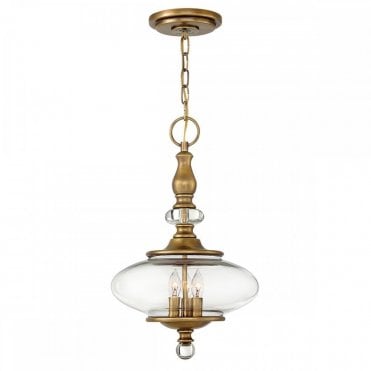 WEXLEY 3 Light Vintage Style Ceiling Pendant Heritage Brass