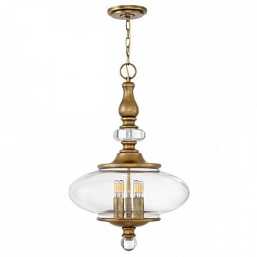 WEXLEY 5 Light Vintage Ceiling Pendant Heritage Brass