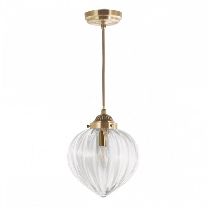 Whitham Pendant in Antique Brass and Glass