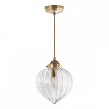 single glass ceiling pendant with antique brass fittings