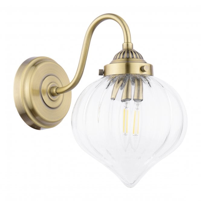 Whitham Wall Light - Antique Brass and Ribbed Glass