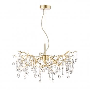 3 Light Pendant Champagne gold finish with Crystal Droplets