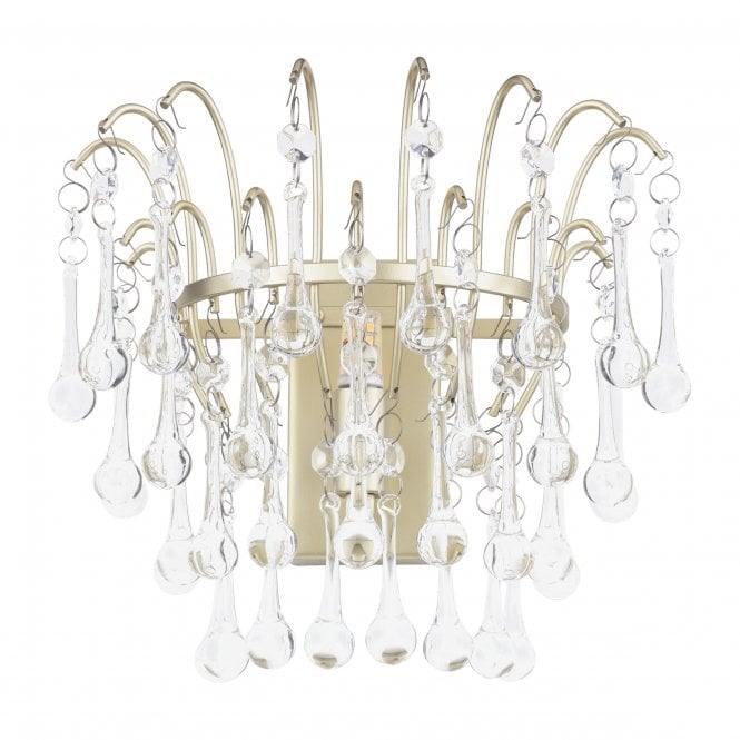 Willow Wall Light Satin Champagne with Crystal Droplets