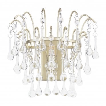 satin champagne and crystal wall light