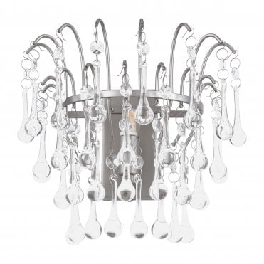 satin pewter and crystal wall light