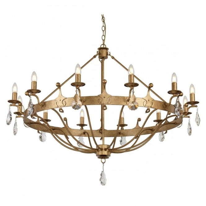 WINDSOR 12 Light Chandelier Gold Patina