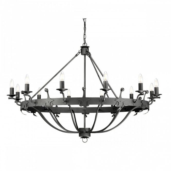 WINDSOR Graphite 12 Light Medieval Style Chandelier Graphite