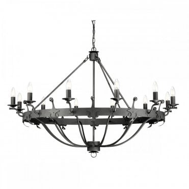 WINDSOR Graphite 12 Light Medieval Style Chandelier Graphite