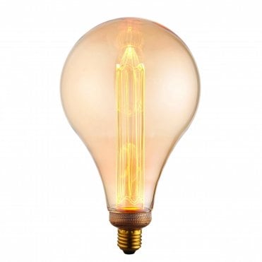 XL E27 LED Globe Bulb 2.5W Tinted Amber Glass & Brass Finish