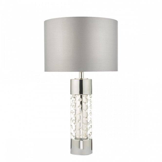 YALENA Crystal Table Lamp with Grey Drum Shade
