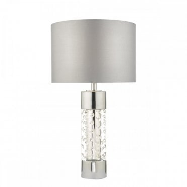 YALENA Crystal Table Lamp with Grey Drum Shade